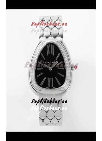 Bvlgari Serpenti Seduttori Edition in Steel Casing Super Clone Watch Black Dial