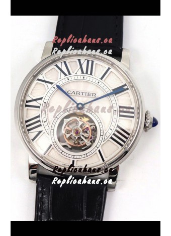 Rotonde De Cartier Flying Tourbillon Swiss Replica Watch in Steel Casing
