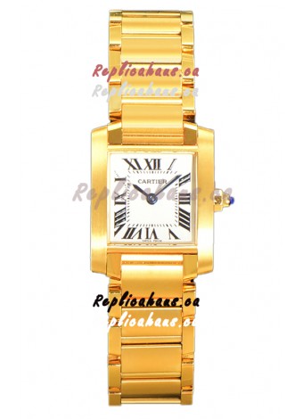 Cartier Tank Francaise Yellow Gold Swiss Quartz Replica Watch 25.70MM