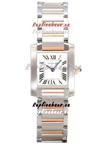 Cartier Tank Francaise Rose Gold Two Tone Swiss Quartz Replica Watch 25.70MM