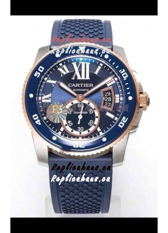 Calibre De Cartier Watch 42MM Blue Dial Steel Case - 1:1 Mirror Replica Watch