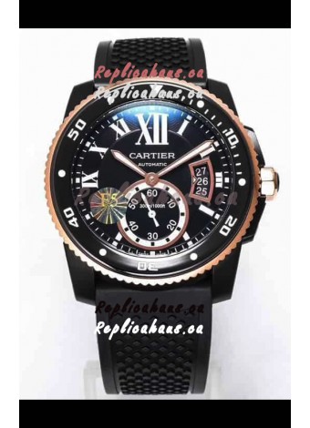 Calibre De Cartier Watch 42MM Blue Dial PVD Coated Case - 1:1 Mirror Replica Watch