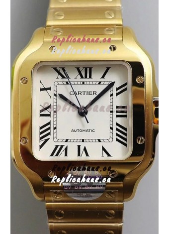 Santos De Cartier 1:1 Mirror Replica - 36MM Yellow Gold Swiss Movement Watch 