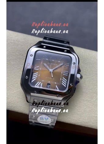 Cartier Santos De Cartier 904L Steel Brown Dial 1:1 Mirror Replica - 40MM Stainless Steel Watch