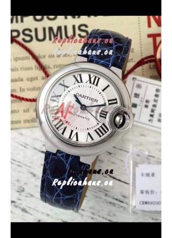 Ballon De Cartier Swiss Automatic 1:1 Mirror Quality Blue Strap 33MM in Steel Casing