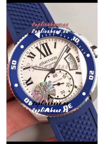 Calibre De Cartier Watch 42MM White Dial Steel Case - 1:1 Mirror Replica Watch