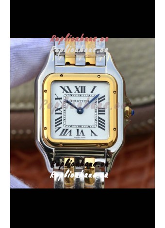 Cartier PANTHERE Edition 1:1 Mirror Swiss Watch 2 Tone Yellow Gold White Dial 