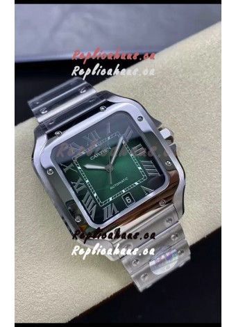 Cartier Santos De Cartier 904L Steel Green Dial 1:1 Mirror Replica - 40MM Stainless Steel Watch