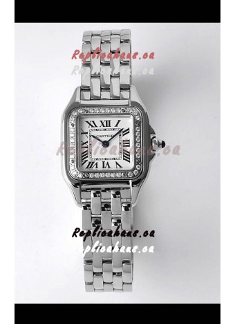 Cartier PANTHERE Edition 22MM 1:1 Mirror Quality Swiss Replica Watch in White Dial - Diamonds Bezel