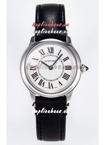 Ronde De Cartier Super Clone 29MM Swiss Replica Watch in Silver-Plated White Dial