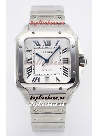 Cartier Santos De Cartier 904L Steel White Dial Super Clone Replica 40MM Watch 