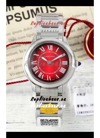 Cartier Ronde Must 29MM Swiss Quartz Red Dial 1:1 Mirror Swiss Replica Watch 