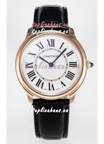 Ronde Louis Cartier Super Clone 36MM Rose Gold Watch in Swiss Quartz Movement