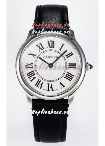 Ronde De Cartier Super Clone 36MM Swiss Replica Watch in Silver-Plated White Dial