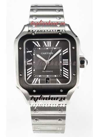 Cartier Santos De Cartier 904L Steel Grey Dial Super Clone Replica 40MM Watch 