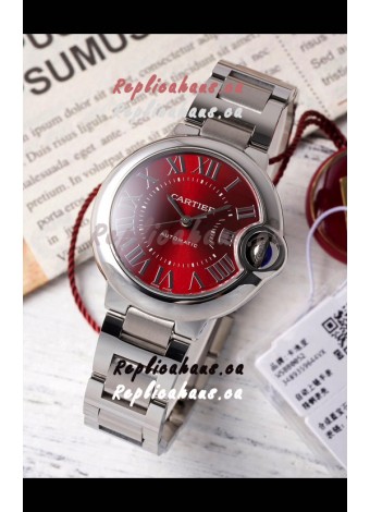 Ballon De Cartier Swiss Automatic Red Dial Mirror Quality 33MM in Stainless Steel 
