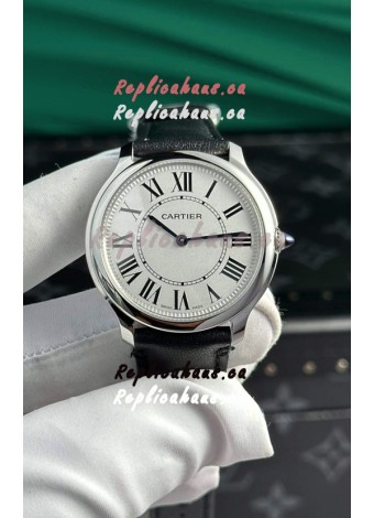 Cartier Ronde Must 36MM Swiss Quartz 1:1 Mirror Swiss Replica Leather Strap Watch