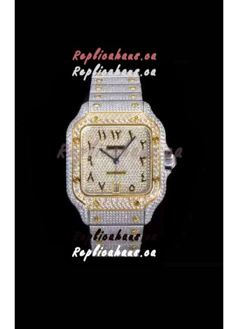 Santos De Cartier Swiss Replica Watch with Diamonds Embedded Dial in Two Tone Casing 40MM