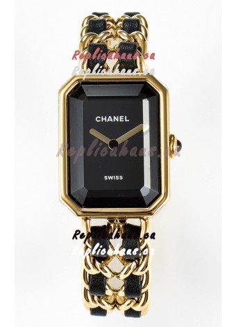 Chanel Premiere Edition Originale Watch in Black & Gold Chains Swiss Quartz Watch