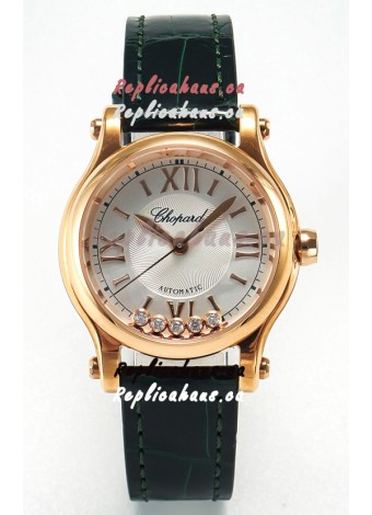 Chopard Happy Sport Swiss Automatic Replica Watch - Rose Gold Casing - 30MM 