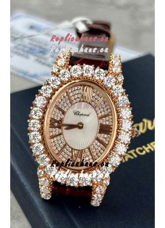 Chopard Super Clone L'Heure du Diamant Mossanites Yellow Gold Watch 34MM