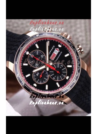 Chopard Classic Racing Chronograph 1:1 Mirror Replica Watch in Rose Gold Casing - Black Dial 