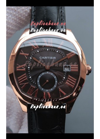 Drive De Cartier 1:1 Mirror Replica Watch in Rose Gold Plating - Brown Dial 