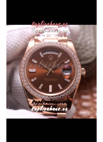 Rolex Day Date Presidential 904L Steel Rose Gold 40MM - Brown Dial 1:1 Mirror Quality Watch
