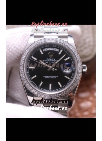 Rolex Day Date Presidential 904L Steel 40MM - Black Dial 1:1 Mirror Quality Watch