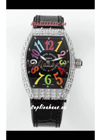 Franck Muller Vanguard V32 Black Dial - Color Dreams with Diamonds Casing Swiss Replica