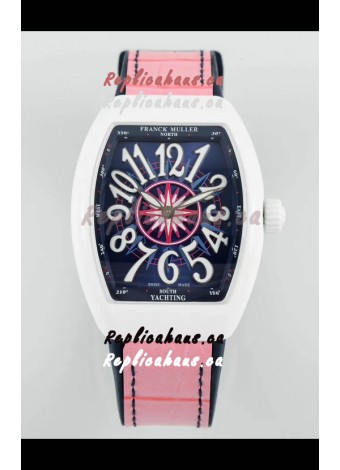 Franck Muller Vanguard Yachting V32 Ceramic Casing Pink Dial/Strap Swiss Replica Watch 