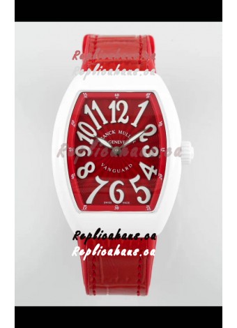 Franck Muller Vanguard Yachting V32 Ceramic Casing Red Dial/Strap Swiss Replica Watch 