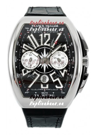 Franck Muller Vanguard V45 Chronograph 904L Steel Black Dial Swiss Watch