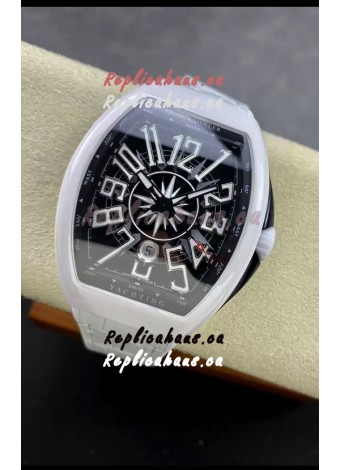 Franck Muller Vanguard Yachting White Ceramic Black Dial 1:1 Mirror Swiss Replica Watch