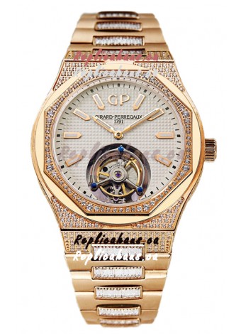 Girard Perregaux Laureato Tourbillon 1:1 Mirror Swiss Replica Watch Rose Gold Casing 