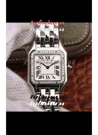 Cartier PANTHERE Edition 1:1 Mirror Quality Swiss Replica Watch in White Dial - Diamonds Bezel 
