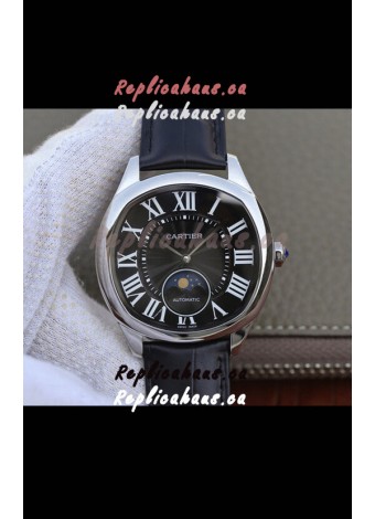 Drive De Cartier Moonphase Edition 1:1 Mirror Replica Watch in Stainless Steel - Brown Dial 
