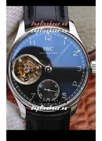 IWC Portuguese Genuine Swiss Tourbillon Movement Watch in Black Dial