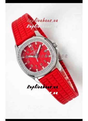 Patek Philippe Aquanaut LUCE 5072A-001 Quartz Swiss Replica Watch in Red Dial - 35MM