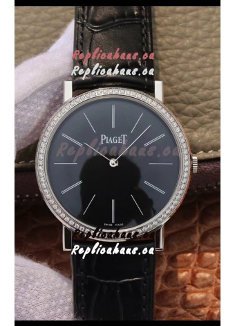 Piaget Altiplano G0A29113 1:1 Mirror Swiss Replica Watch in Black Dial Diamonds Bezel 