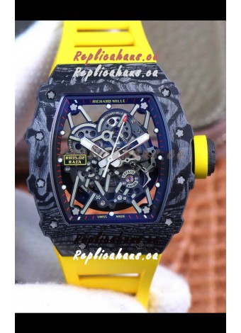 Richard Mille RM35-02 Rafael Nadal Forged Carbon Case with Yellow Strap - 1:1 Super Swiss Quality