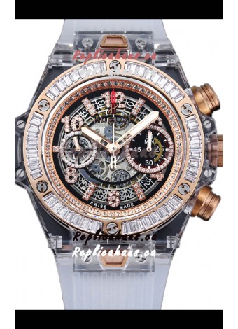 Hublot Big Bang Unico Sapphires Casing 1:1 Mirror Edition Swiss Replica Watch White Strap