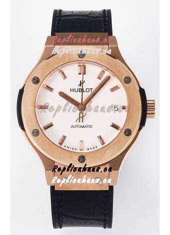 Hublot Super Clone Classic Fusion Rose Gold 38MM 1:1 Mirror Replica Watch White Dial