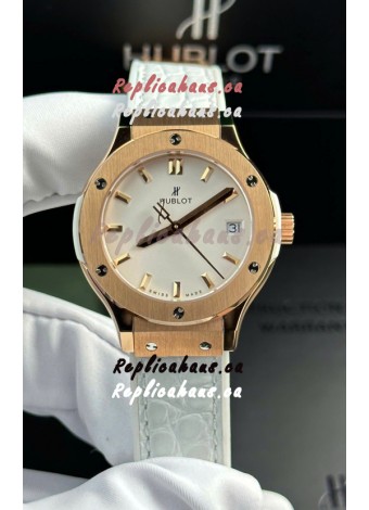 Hublot Super Clone Classic Fusion Rose Gold 33MM 1:1 Mirror Replica Watch White Dial