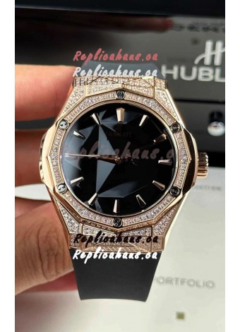 Hublot Classic Fusion Orlinski Diamonds Paved Black Dial Swiss Replica Watch