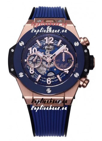 Hublot Big Bang Unico Blue Rose Gold Casing 1:1 Mirror Edition Swiss Replica Watch
