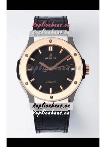 Hublot Classic Fusion Two Tone Black Dial 42MM Swiss Replica Watch 1:1 Mirror Quality