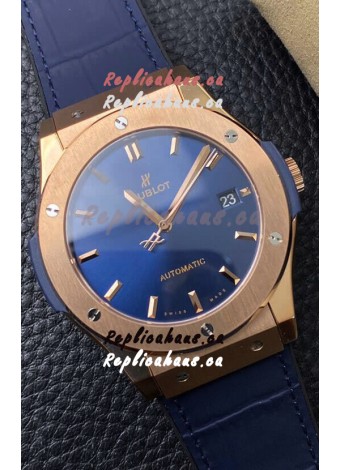 Hublot Classic Fusion 1:1 Mirror Replica Swiss Watch in 904L Steel Casing Blue Dial 42MM