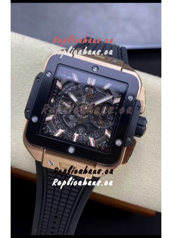 Hublot Square Bang Unico Rose Gold Titanium Chronograph Watch 1:1 Mirror Replica