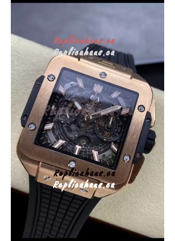Hublot Square Bang Unico Rose Gold Titanium Chronograph Watch 1:1 Mirror Replica